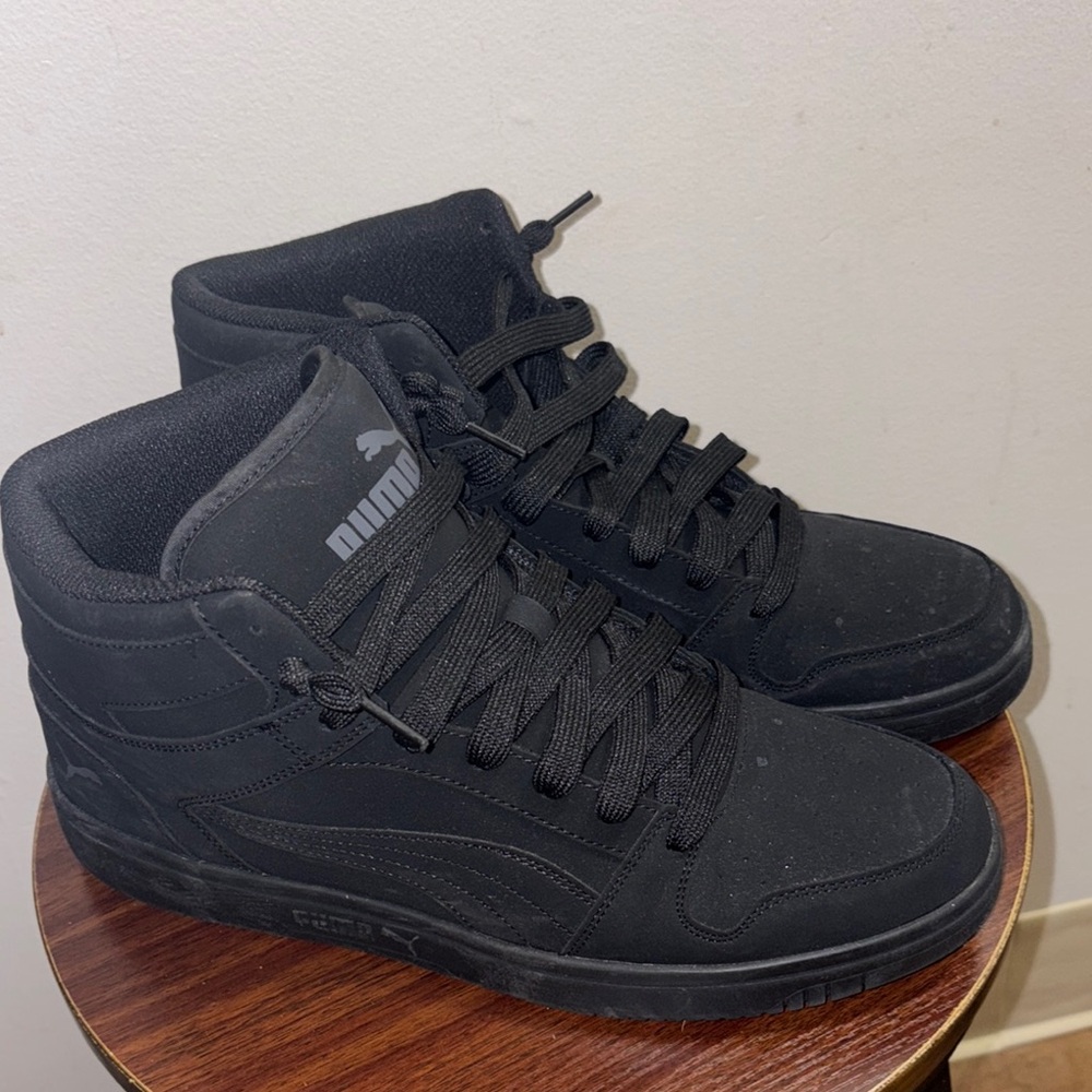 PUMA Men's High-Top Skate Sneakers in Black Suede